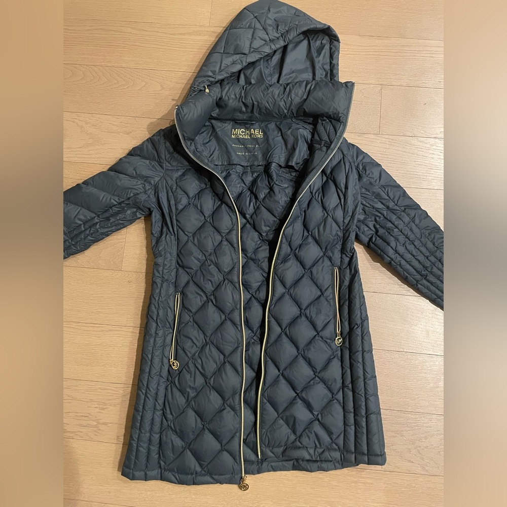 Michael Kors Dark Quilted Puffer Jacket